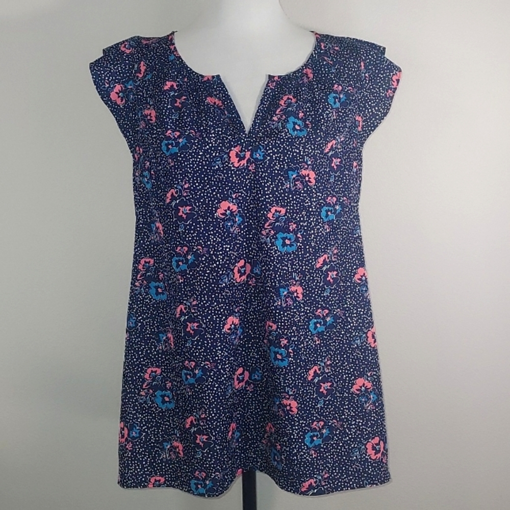 Motherhood Maternity Blue Pink Floral Print Blouse Shirt Size Small - Picture 1 of 8